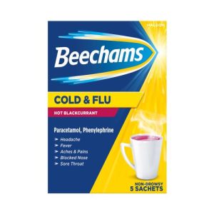Beechams Cold & Flu Hot Blackcurrant 5 Sachets
